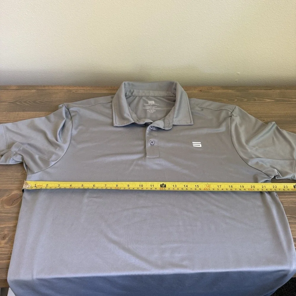 Three Sixty Six Men's Large Grey Short Sleeve Performance Polo Collar Shirt Golf
